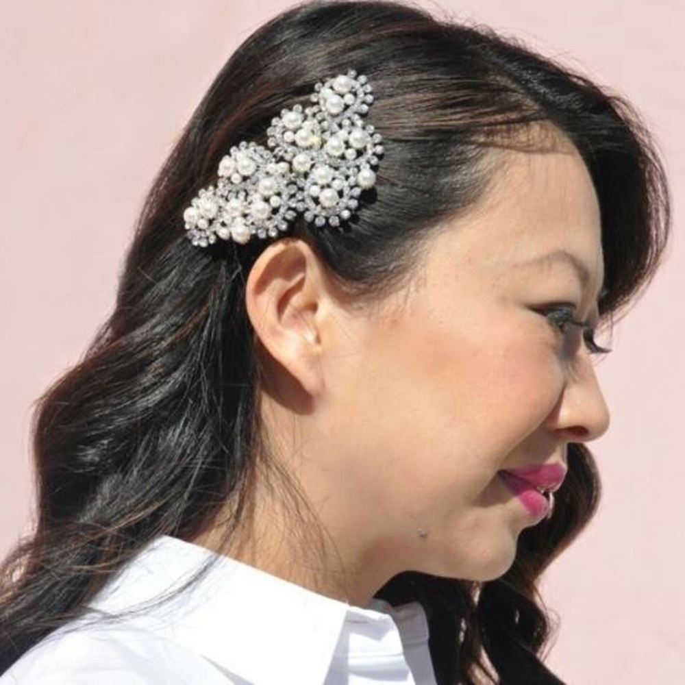 Prom Crystal and pearl Hair Accessory comb - Picture 2 of 4